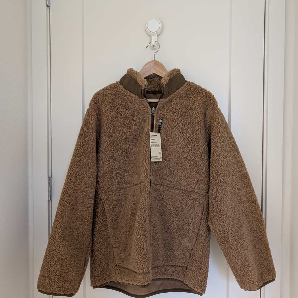 Muji Men Brown Sherpa Full-Zip Jacket